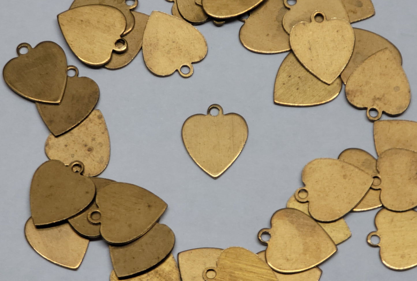 Brass Flat Heart Charm