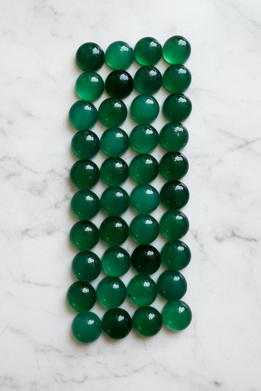 Green Agate Cabochons 8mm Pack of 42