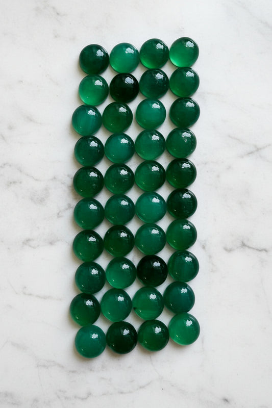 Green Agate Cabochons 8mm Pack of 42
