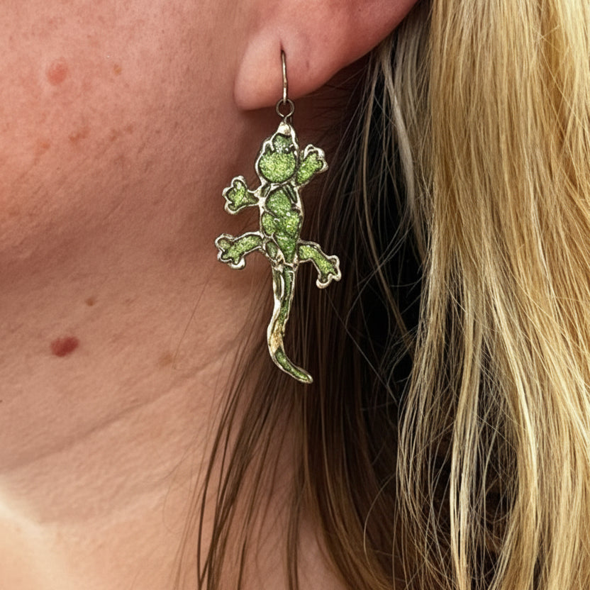 Project X Silver Syringe Lizard Earrings