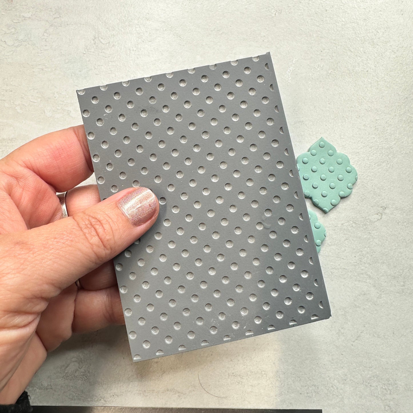 Dots Polymer Clay Stamp – 3x4 Inch Rubber polkadot Texture