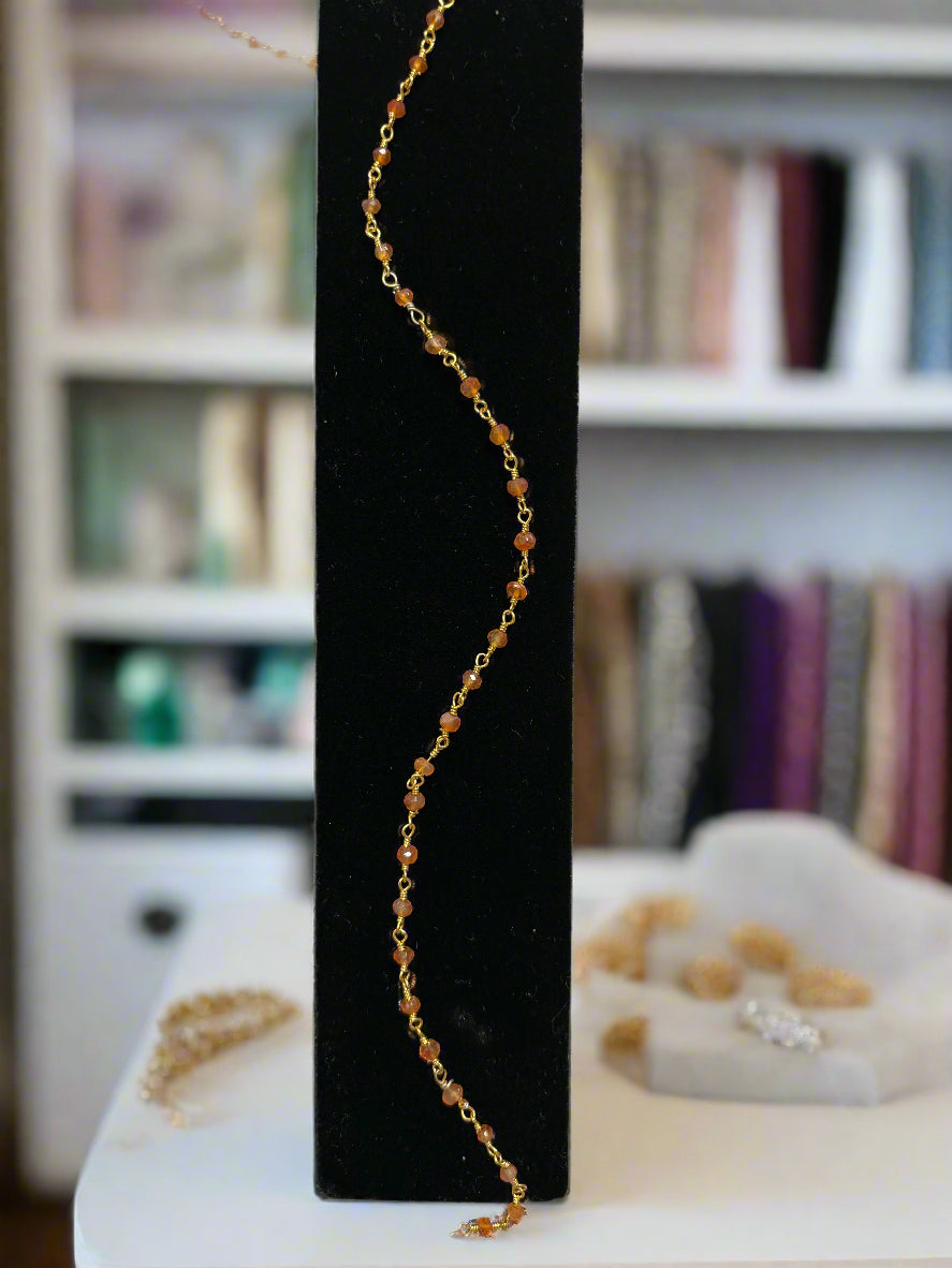 Beaded chain: Carnelian + Gold-Plated