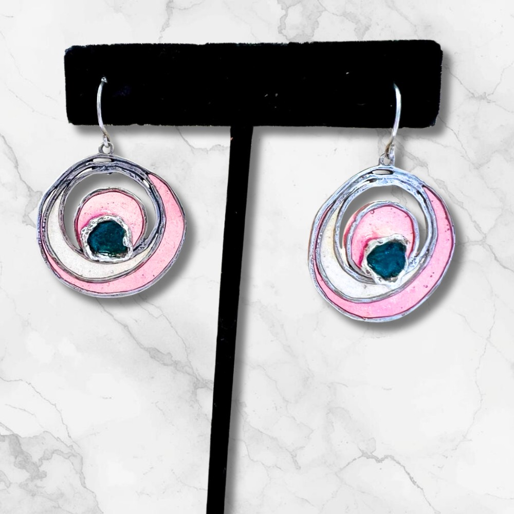 Artisan-Made Sterling Silver and Resin Earrings