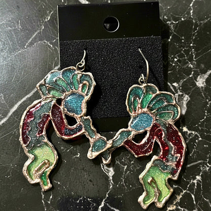 Kokopelli Silver Syringe Earrings