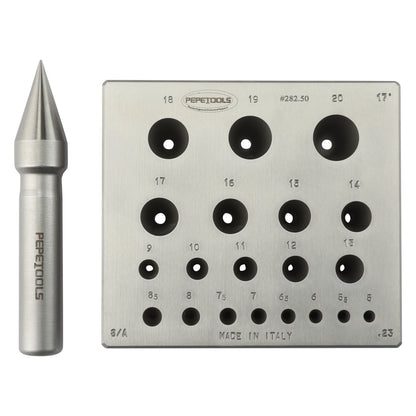 Round Bezel Forming Block, 20 holes, 17° Taper, 5mm - 20mm Diameter - Clay Revolution