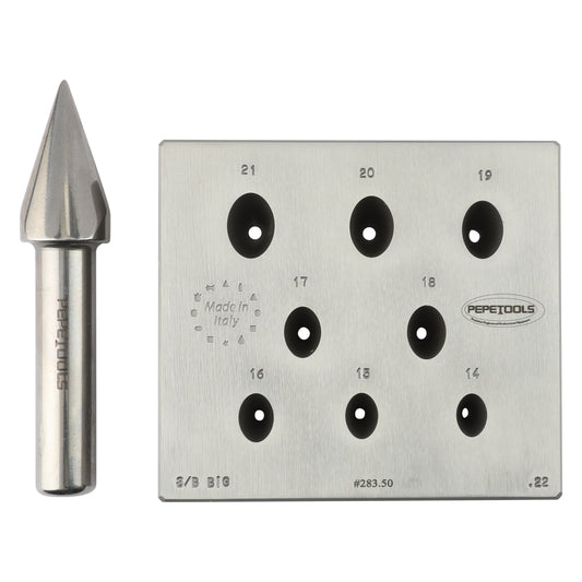 Oval Bezel Forming Block w/ Punch - 8 Holes, Large Sizes