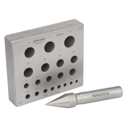 Round Bezel Forming Block, 20 holes, 17° Taper, 5mm - 20mm Diameter - Clay Revolution