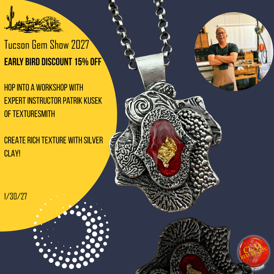 Textured Metal Clay Pendant with Patrik Kusek 1-30-27 Tucson