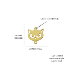 Carregar imagem no visualizador da galeria, Whimsical Cat Face Permanent Jewelry Connector - Gold Filled