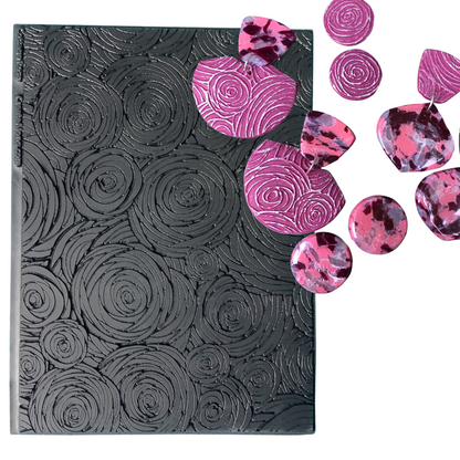 Cottage Rose Rubber Stamp Texture Sheet Mat for polymer clay metal clay mixed media art