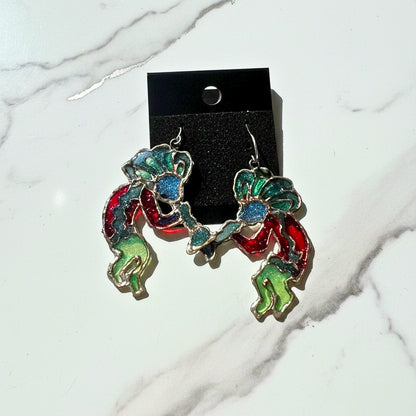 Kokopelli Silver Syringe Earrings