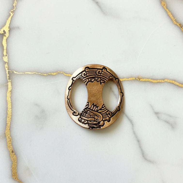 Artisan Bronze Bracelet Component – Asian-Inspired Motif