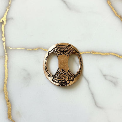 Artisan Bronze Bracelet Component – Asian-Inspired Motif