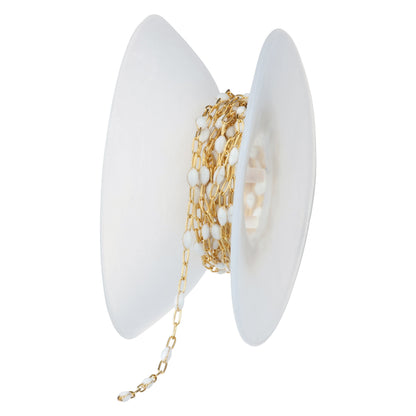 Pure White Paperclip Enamel Gold Fill Chain, 1.5MM, Chain for Permanent Jewelry - Clay Revolution