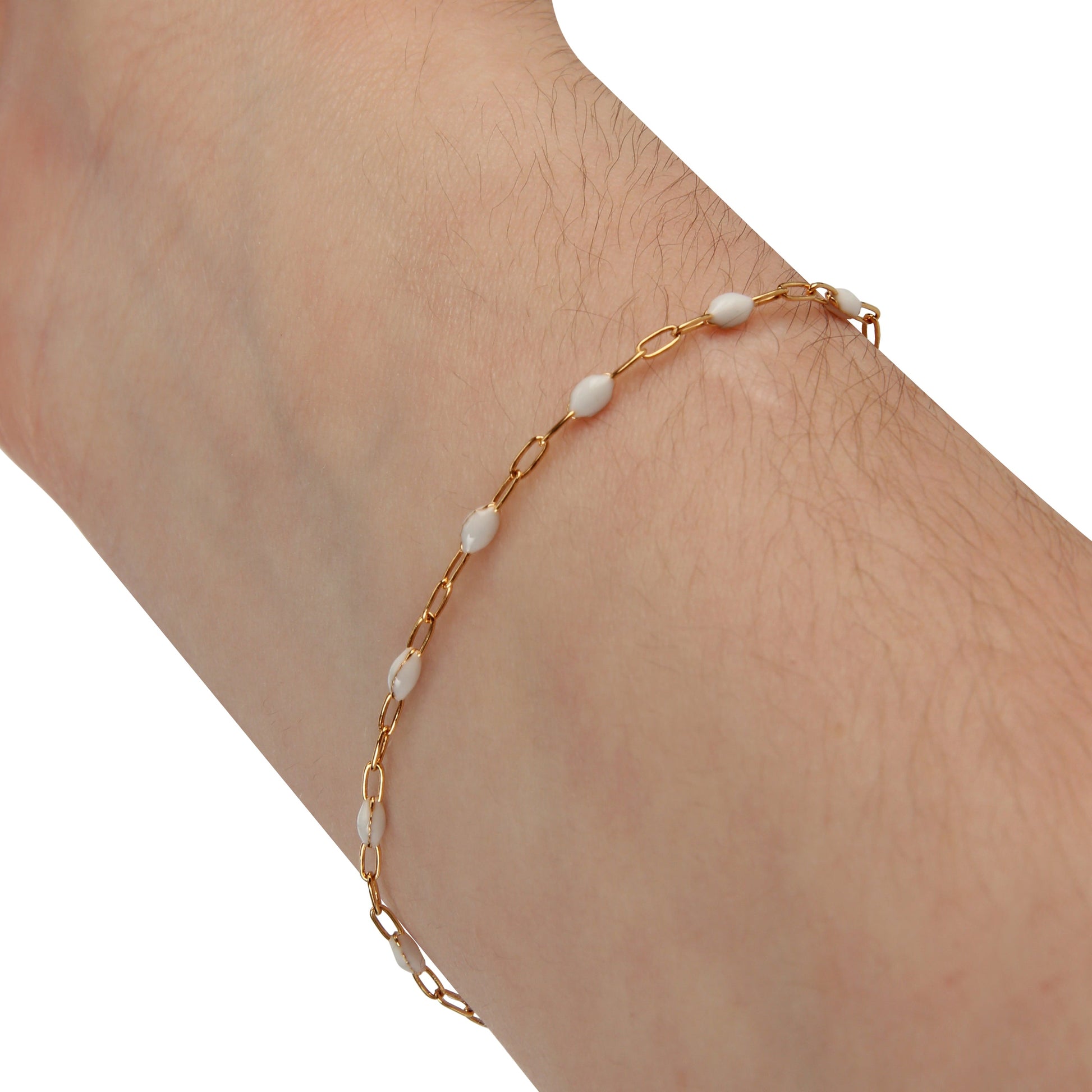 Pure White Paperclip Enamel Gold Fill Chain, 1.5MM, Chain for Permanent Jewelry - Clay Revolution