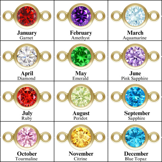 Birthstone Connectors, Gold Filled 14k, 4mm, For Permanent Jewelry - Clay Revolution