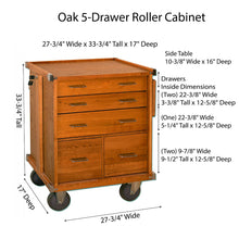 Cargar imagen en el visor de la galería, Dark Oak 5-Drawer Roller Cabinet GI-R24-D - Gerstner International