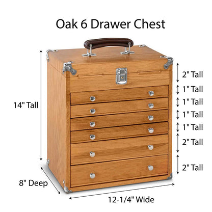 Oak 6-Drawer Mighty Portable Top Chest T16, Gerstner International