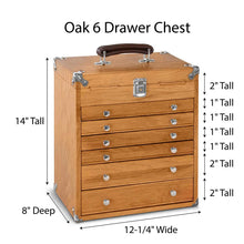 Cargar imagen en el visor de la galería, Oak 6-Drawer Mighty Portable Top Chest T16, Gerstner International