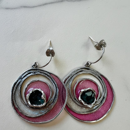 Artisan-Made Sterling Silver and Resin Earrings