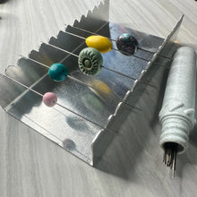 Load image into Gallery viewer, Bead Baking and Drying Rack aluminum includes 20 bead pins in protective case polymer clay pen blanks resin