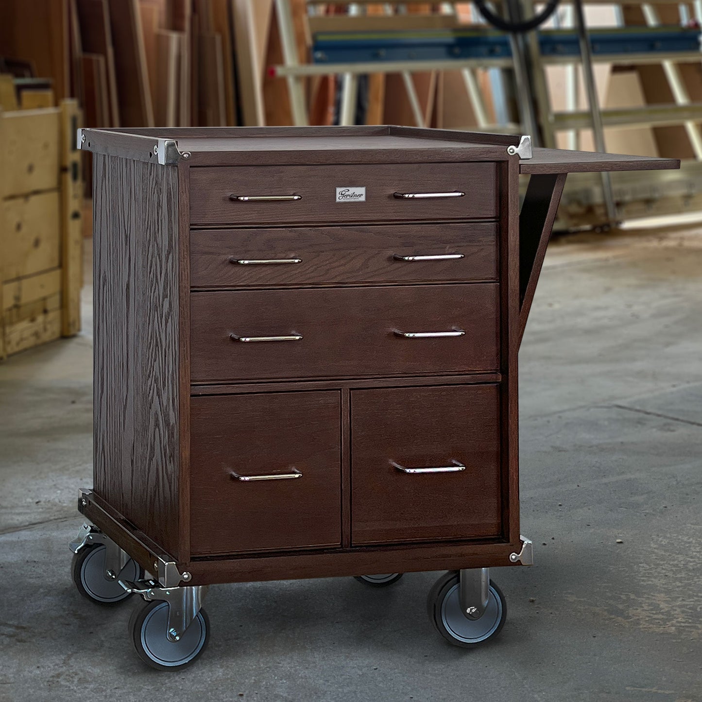 Dark Oak 5-Drawer Roller Cabinet GI-R24-D - Gerstner International