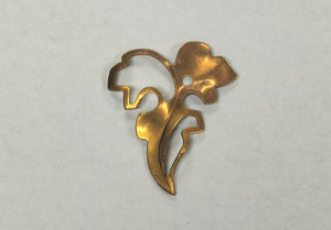Brass Flower w/ Stem Component (hole, open leaf)