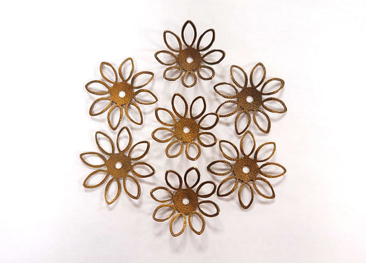 Brass Flower Open Petal w/ Hole Component