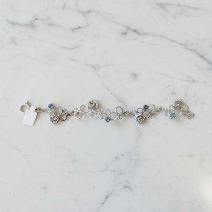 Artisan-Made .925 Silver Bracelet with Aquamarine & Shell Accents