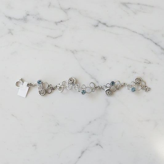 Artisan-Made .925 Silver Bracelet with Aquamarine & Shell Accents
