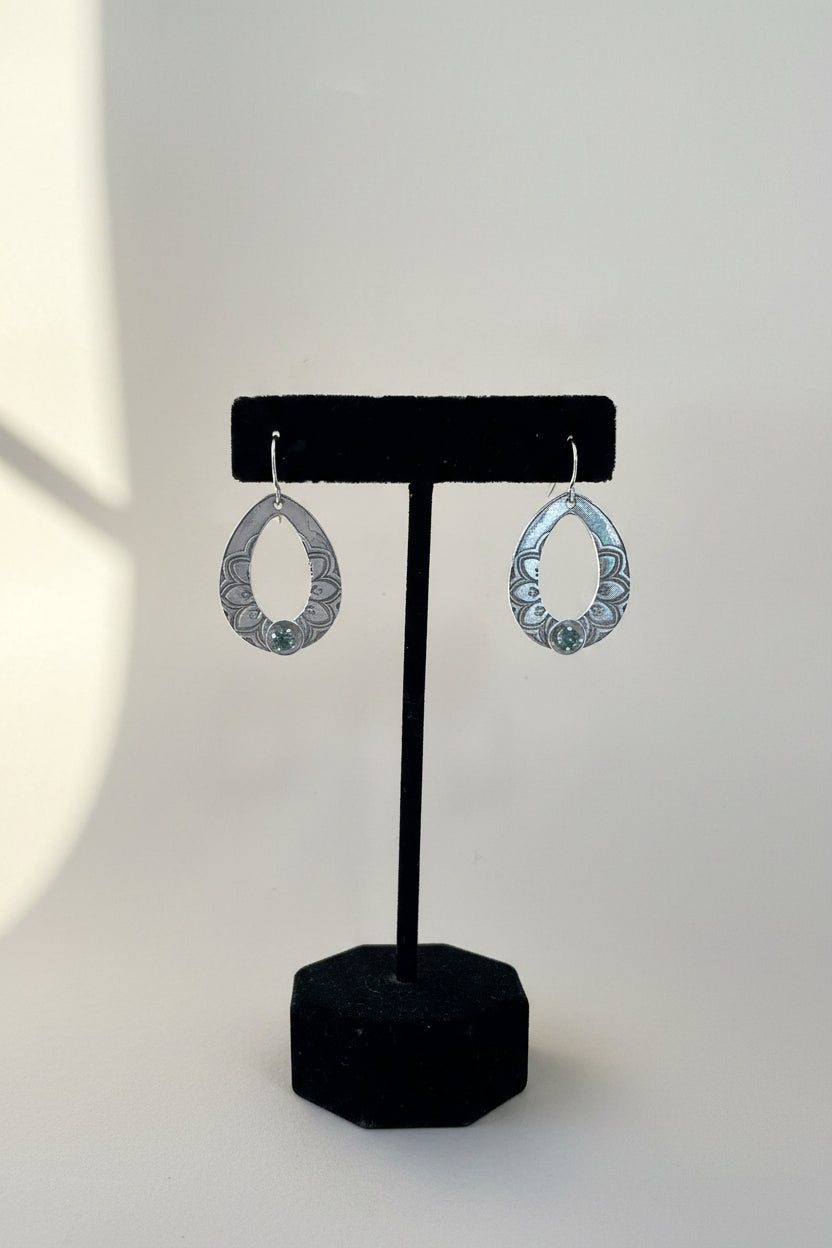Artisan-Made Fine Silver Earrings with Green Montana Sapphires