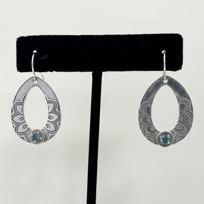 Artisan-Made Fine Silver Earrings with Green Montana Sapphires