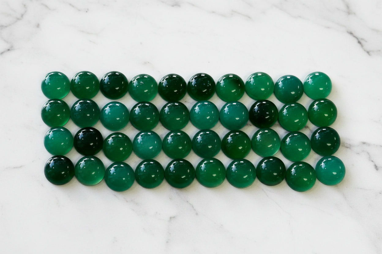 Green Agate Cabochons 8mm Pack of 42