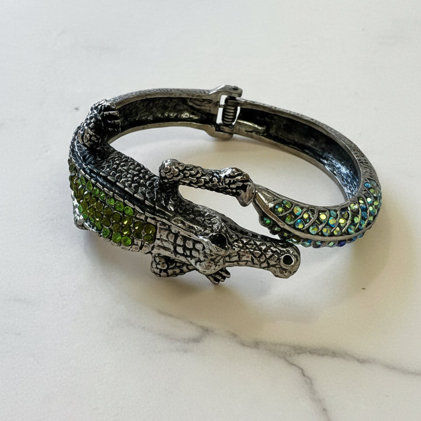 Alligator Rhinestone Bangle Bracelet