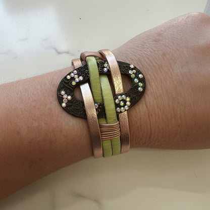 Artisan Copper Metal Clay Statement Bracelet
