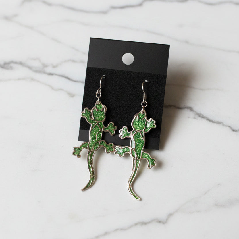Project X Silver Syringe Lizard Earrings