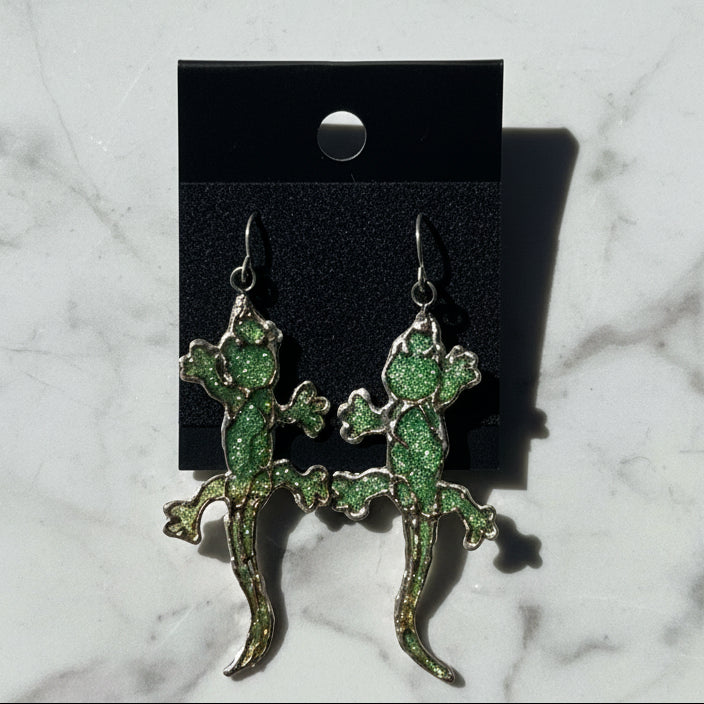 Project X Silver Syringe Lizard Earrings