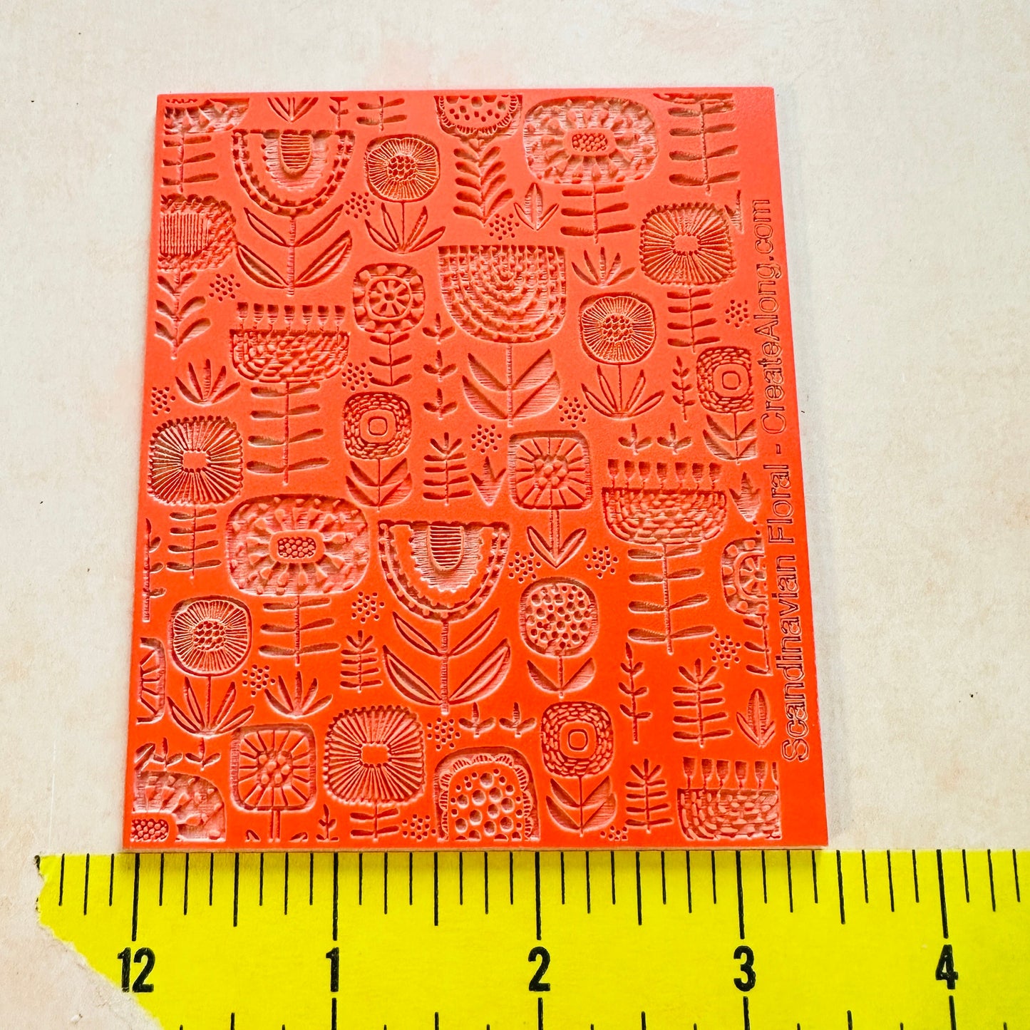 Scandi Flowers Rubber Stamp polymer clay texture sheet - Clay Revolution