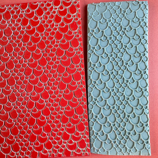 Rainbow Trout Fish Scales Snakeskin polymer clay rubber stamp texture sheet card making - Clay Revolution