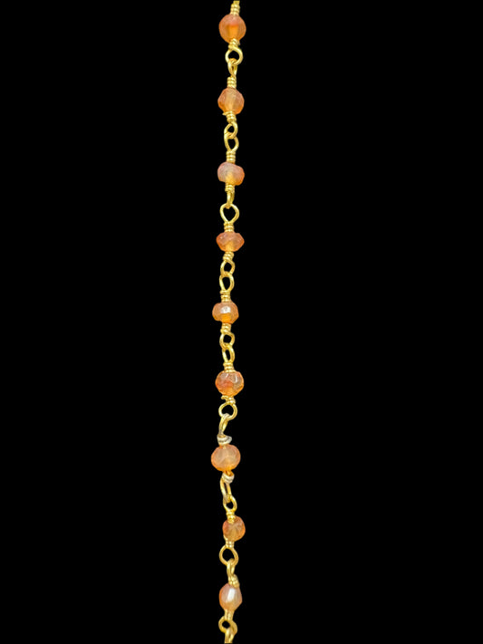 Beaded chain: Carnelian + Gold-Plated