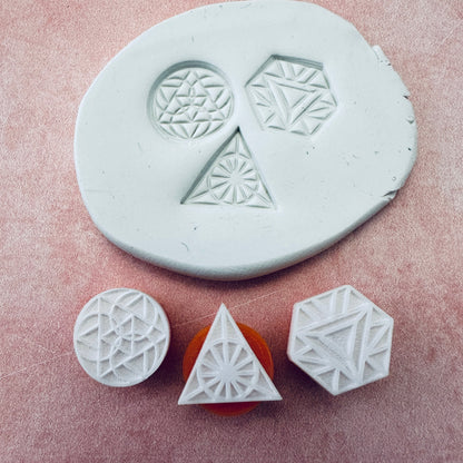 Boho Geo Texture Tips mini clay stamps | geometric small stamping designs
