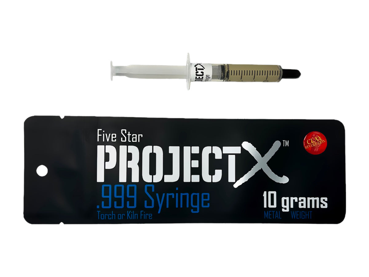 Project X .999 Silver Clay Syringe. For metal clay artists. 10g. Torch or Kiln Fire description on packaging. 