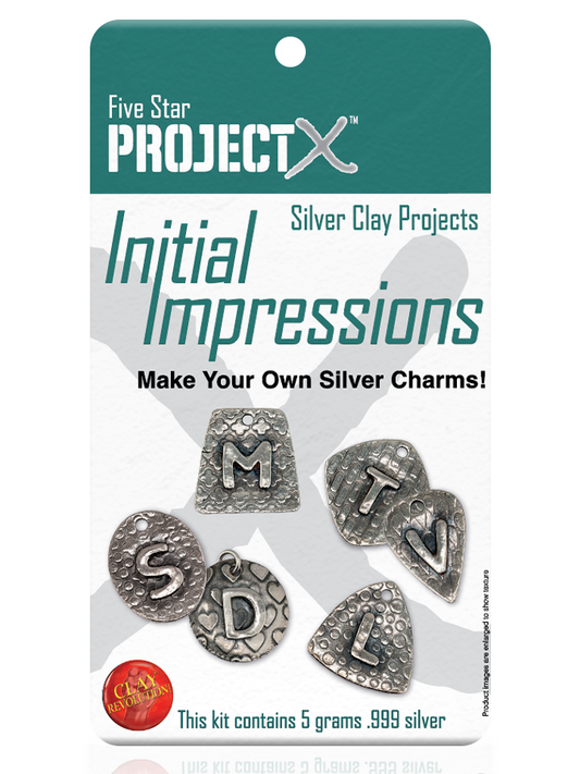 Project X Silver Metal Clay, Charm Kit, Initial Impressions, Metal Clay, .999 Silver