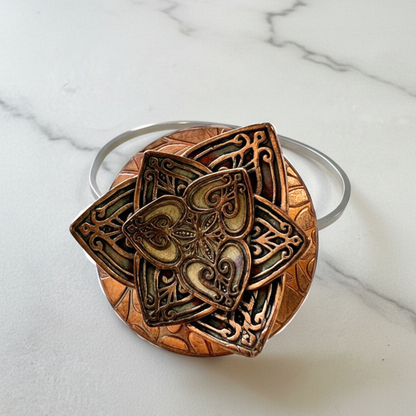 Artisan-Made Red Bronze Bracelet with 3D design and texture