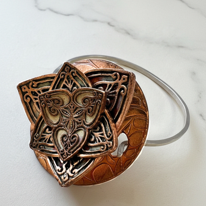 Artisan-Made Red Bronze Bracelet with 3D design and texture