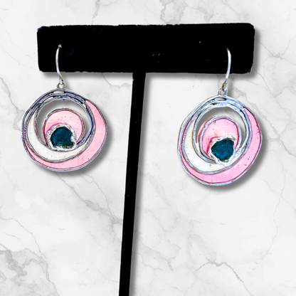 Artisan-Made Sterling Silver and Resin Earrings