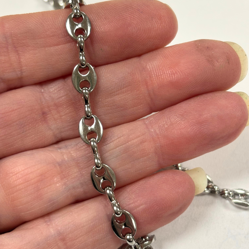 Stainless Steel Oval Disc & Link Chain – 8mm x 6mm