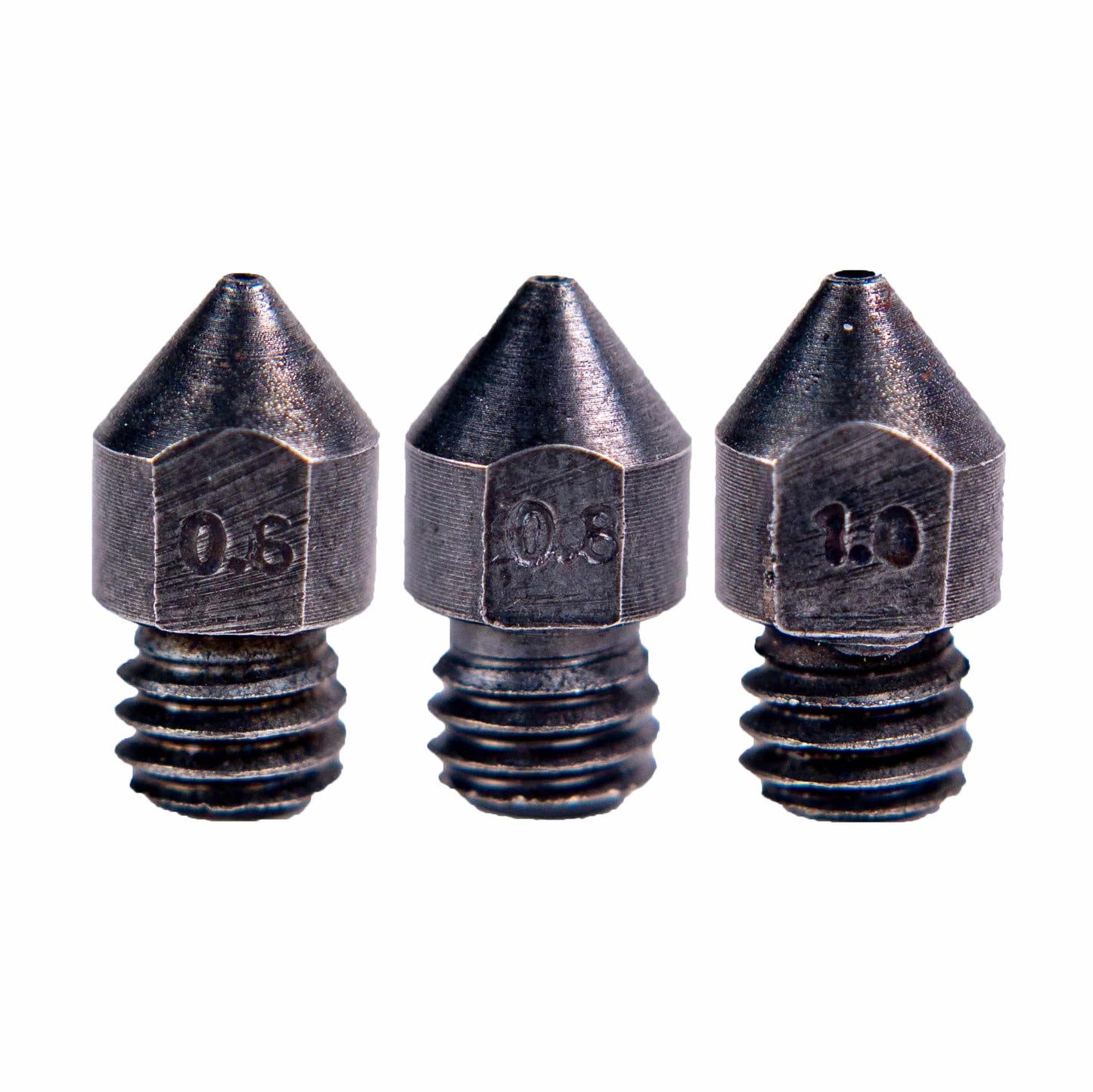 Nozzle - MK8 Hardened Steel 0.6/0.8/1.0mm - Clay Revolution