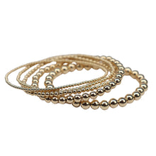 Carregar imagem no visualizador da galeria, Stretchy Gold-Fill Beaded Bangle Bracelets, 14/20 Gold-Filled, 6.5" Diameter