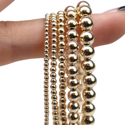 Stretchy Gold-Fill Beaded Bangle Bracelets, 14/20 Gold-Filled, 6.5" Diameter - Clay Revolution